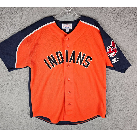 Cleveland Indians Starter Vintage Jersey Mens XL Orange MLB Baseball Sport Wahoo